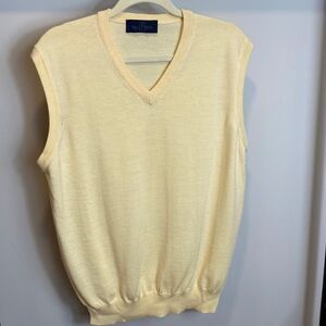 Valentino Jeans yellow 100% merino wool knit vest size L